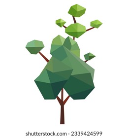 Resumen de un icono de árbol de poli bajo aislado. Estilo poligonal del bosque geométrico. 3d símbolo de polos bajos. Elemento de diseño ecológico estilizado. Diseño de afiches, volantes, portada, folleto. Ilustración del vector