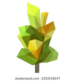 Abstract low poly tree icon isolated. Geometric forest polygonal style. 3d low poly symbol. Stylized eco design element. Design for poster, flyer, cover, brochure. Vector illustration