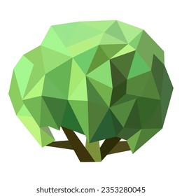 Abstract low poly tree icon isolated. Geometric forest polygonal style. 3d low poly symbol. Stylized eco design element. Design for poster, flyer, cover, brochure. Vector illustration