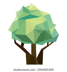 Resumen de un icono de árbol de poli bajo aislado. Estilo poligonal del bosque geométrico. 3d símbolo de polos bajos. Elemento de diseño ecológico estilizado. Diseño de afiches, volantes, portada, folleto. Ilustración del vector
