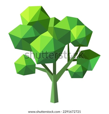 Abstract low poly tree icon isolated. Geometric polygonal style. 3d low poly. Stylized design element. Design for poster, flyer, cover, brochure.