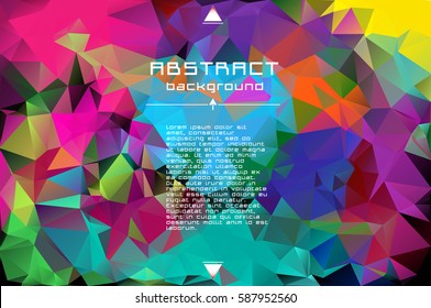 Antecedentes abstractos de triángulos de polos bajos. Patrón futurista. Diseño poligonal geométrico. Multicolor. Colores y tonos cálidos