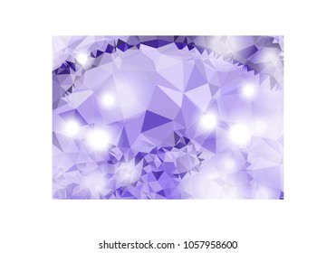 Abstract low poly triangular background with blur light dots. Vector clip art.