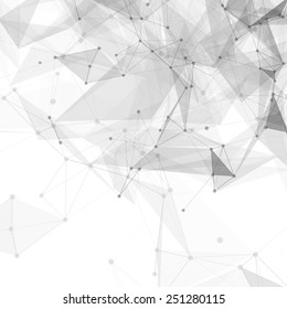 Abstract low poly white bright technology vector background. Connection structure. Vector data science background. Polygonal vector background. Molecule And Communication Background.