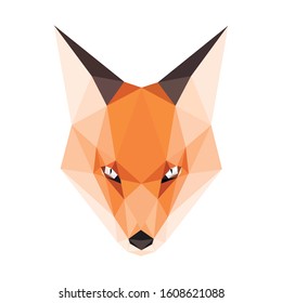 Abstract Low Polygon Fox Icon Vector Illustration