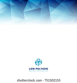 Abstract low polygon light blue color polygonal shape background with copy space. Vector illustration