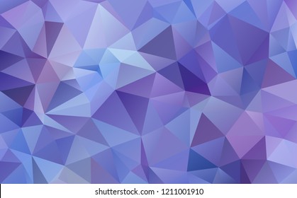 Abstract low polygon shaped background. Triangular design with geometric mosaic for business. Colorful wallpaper with blue and purple gradient triangles. Vector illustration.