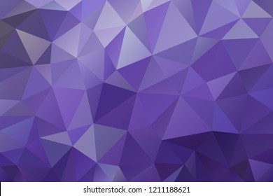 Abstract low polygon shaped background. Triangular design with geometric mosaic for business. Colorful wallpaper with purple gradient triangles. Vector illustration.