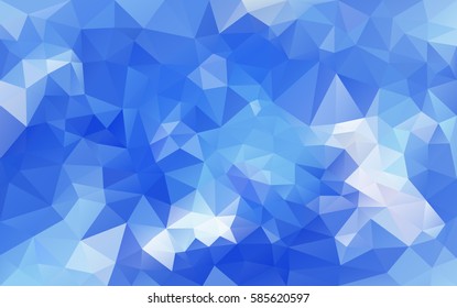 Abstract low polygon shaped background. Triangular design with geometric mosaic for business. Colorful wallpaper with blue gradient triangles. Vector illustration.