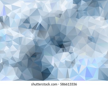 Abstract low polygon shaped background. Triangular design with geometric mosaic for business. Colorful wallpaper with white and blue gradient triangles. Vector illustration.