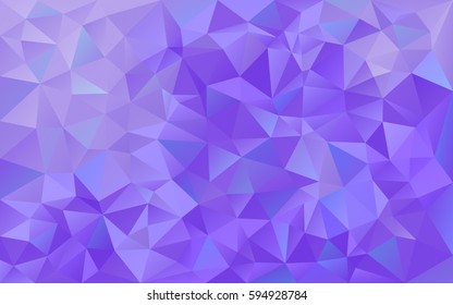 Abstract low polygon shaped background. Triangular design with geometric mosaic for business. Colorful wallpaper with purple gradient triangles. Vector illustration.