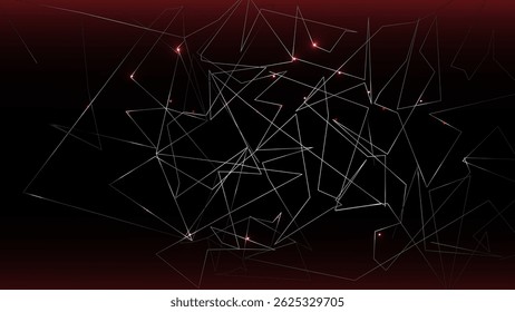 Abstract low polygon technology futuristic concept glowing on dark background. Dynamic wave. 