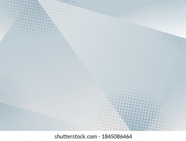 Resumen de fondo de gradiente bajo de polígono blanco y gris con efecto de semitono. Fondo de forma de triángulos geométricos 3D. Ilustración del vector