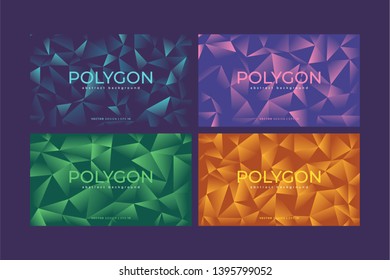Abstract low polygonal background with various color, purple, cyan, orange, green.