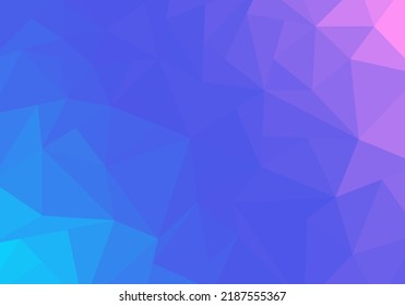 Abstract low polygonal blue and pink gradient mosaic pattern background and texture. Pastel color backdrop. Vector illustration