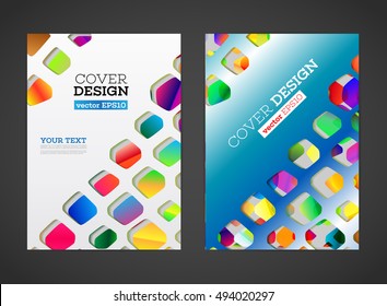 Abstract low polygonal colorful design background. Hole in paper and shadows, flat effect. Flyer template. Brochure design template. A4, book, journal background design. Layout vector template. EPS10