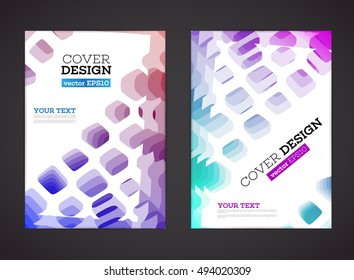 Abstract low polygonal colorful design background. Hole in paper and shadows, flat effect. Flyer template. Brochure design template. A4, book, journal background design. Layout vector template. EPS10