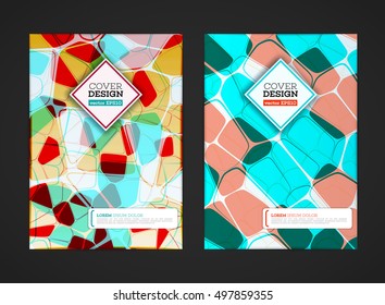 Abstract low polygonal colorful design background. Colored mosaic for background. Stained-glass mosaic. Flyer template. Brochure design template. Journal background design. Layout vector template.