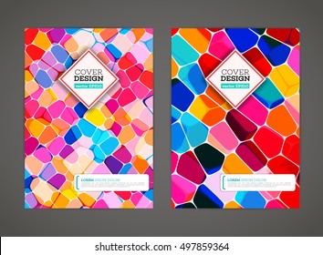 Abstract low polygonal colorful design background. Colored mosaic for background. Stained-glass mosaic. Flyer template. Brochure design template. Journal background design. Layout vector template.