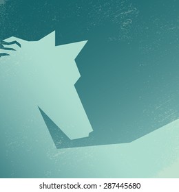 Abstract low polygonal horse silhouette on grunge background. Suitable for book covers or cd booklets. Eps10 vector illustration