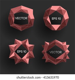 Abstract low polygonal modern labels. Vector  frames with space for text. Template creative low poly elements. Vector illustration. decorative  background. Plexus frames for text.
