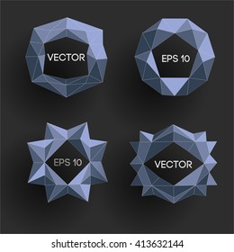 Abstract low polygonal modern labels. Vector  frames with space for text. Template creative low poly elements. Vector illustration. decorative  background. Plexus frames for text.