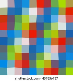 Abstract low polygonal - mosaic, geometry, cube like background in vivid colors of blue, red, green and white