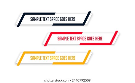 abstract lower third titles bar modern banner in set of three vector