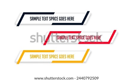 abstract lower third titles bar modern banner in set of three vector