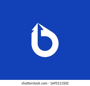 Logo de la letra minúscula B abstracta con flecha hacia arriba. Icono de monograma moderno de diseño de letreros.
