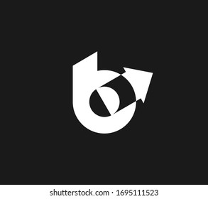 Logo de la letra minúscula B abstracta con flecha hacia arriba. Firmar plantilla vectorial de diseño.