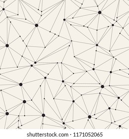 Abstract low-poly with dots seamless pattern. Crumpled grid structure vector.