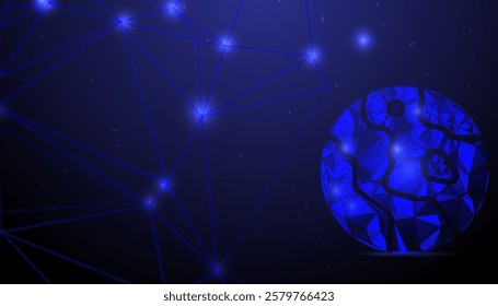 Abstract low-poly geometric background with modern polygonal shapes in vibrant gradient colors, ideal for digital design, presentations, and wallpapers