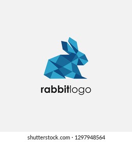 Abstract Lowpoly rabbit logo icon vector template on white background