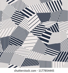 Abstract low-poly structure seamless pattern. Monochrome vector illustration. Digital geometry.