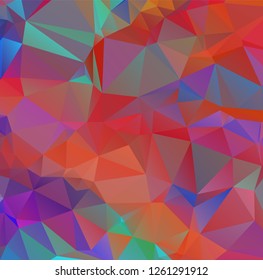 Abstract Low-Poly Triangular Modern Geometric Background. Colorful Polygonal Mosaic Pattern Template. Repeating Routine With Triangles