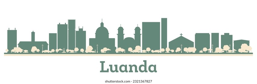 Abstract Luanda Africa City Skyline with Color Buildings. Vector Illustration. Business Travel and Tourism Concept with Modern Architecture.