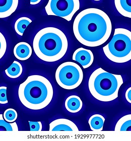 Abstract Lucky Blue glass pattern. greek eyes seamless background