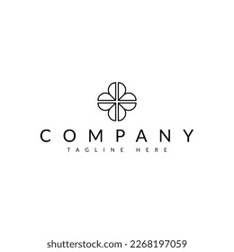 abstract lucky clover leaf line vector logo design