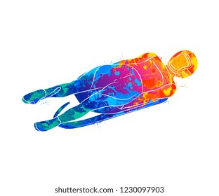 Abstrakter Luge Sport Wintersport von der Schönheit des Wassers. Vektorillustration Illustration von Farben.