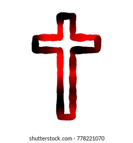 Abstract luminance christian cross. Isolated on white background. Vector illustration.