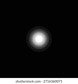 Abstractas núcleo luminoso con intrincado patrón geométrico radial sobre un fondo negro profundo, que simboliza la profundidad infinita.
