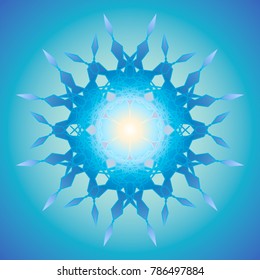 Abstract luminous crystal Isolated on a blue background