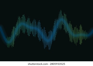 Abstract luminous data waves in shifting blue-green spectrums datawave bluegreen gradient