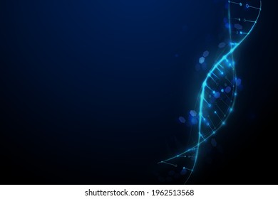 Abstract luminous DNA molecule. Science and biotechnology background. DNA genetic. Vector illustration
