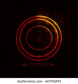 Abstract luminous element for design. Vector glitter rings on dark background.