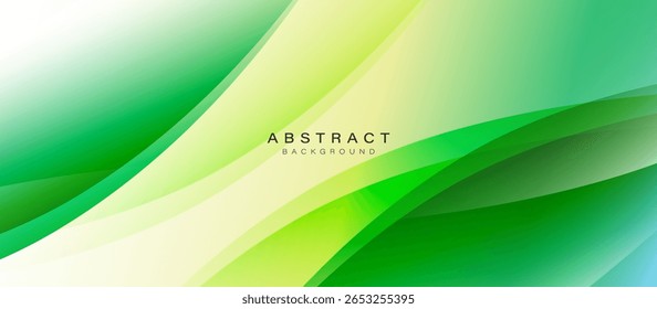 Fundo abstrato da onda do gradiente da cor verde luminosa. Design de linha de faixa ondulada para banner, folheto, cartaz, capa, site e cabeçalho