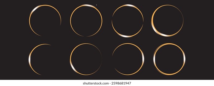 Abstract Luminous Light Yellow Circle with Curved White Lines. Luxury Energy Flow Tunnel and Spark Effect
