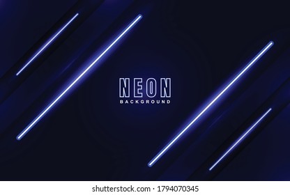 Abstract luminous neon frame background  with blue color light effect. Vector light illustration on dark concept can use for music cover poster, flyer, frame banner promotion,