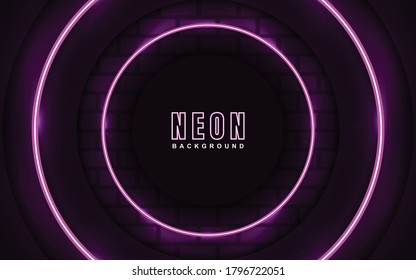 Resumen de fondo de neón luminoso de fondo con efecto de luz de color azul. Ilustración de luz vectorial sobre el concepto oscuro que puede utilizarse para la promoción de carteles de portada de música, volante, banner de marco,